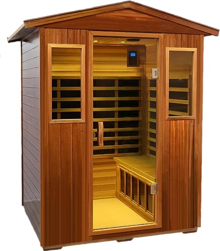 HFYee Infrared Sauna Box 4 Person Indoor Outdoor Sauna Room Natural