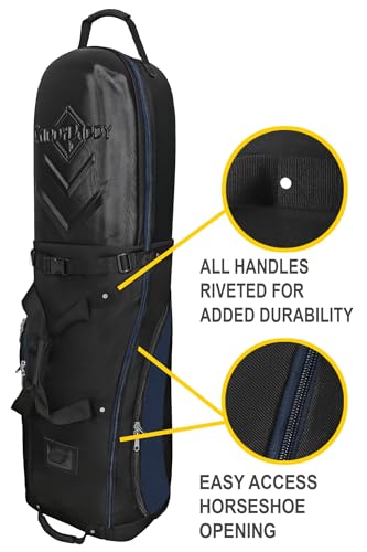 CaddyDaddy Enforcer Golf Travel Bag Soft-Sided Cover with Hard Top Protection Black/Blue