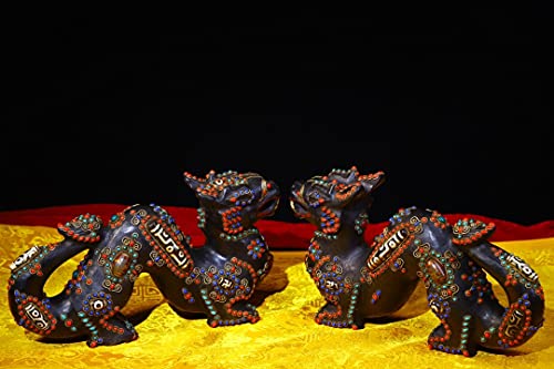 Generic Tibetan Temple Meteorite Dzi Beads Dragon Pair 10