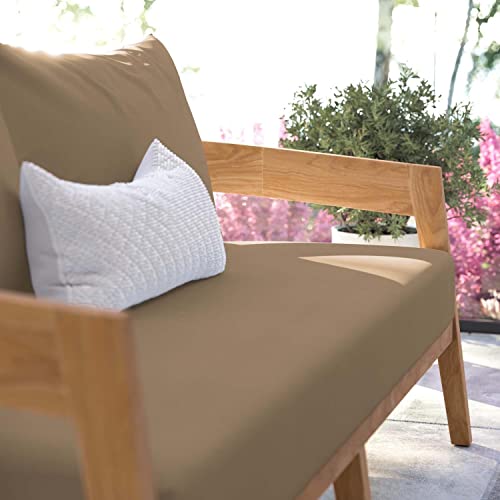 Modway Brisbane Modern Teak Wood/Fabric Patio Loveseat Natural Light Brown