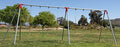 American Swing Products Heavy Duty 3 Legged 2 Bay 10' Swing Frame with 4 Strap Swings Red
