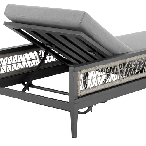 Armen Living Zella Modern Outdoor Patio Chaise Lounge Chair Light Gray