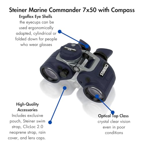 Steiner Marine Commander 7x50 Waterproof Binoculars with Compass Blue
