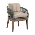 Benzara Kimi 23 Inch Outdoor Patio Dining Chair with Olefin Cushions Woven Rope Brown Gray Taupe