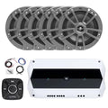 Enrock Marine Flush Mount Pre-Amp Waterproof Bluetooth Controller with 6x 6.5" 180W Peak 2-Way Gray Marine Speakers and 1000W Peak Weather-Resistant 4-Channel Boat Amplifier Kit