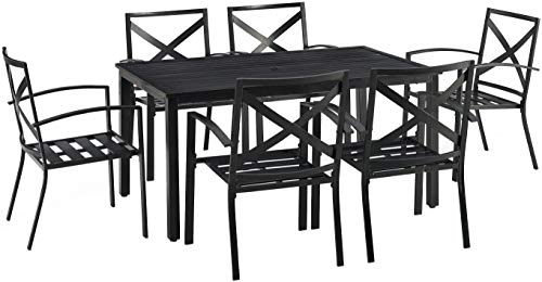Crosley Furniture Kaplan 7-Piece Outdoor Dining Set Oiled Bronze with Oatmeal Cushions