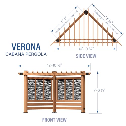 Backyard Discovery Verona 12' x 8' Cedar Wood Cabana Corner Pergola Without Furniture