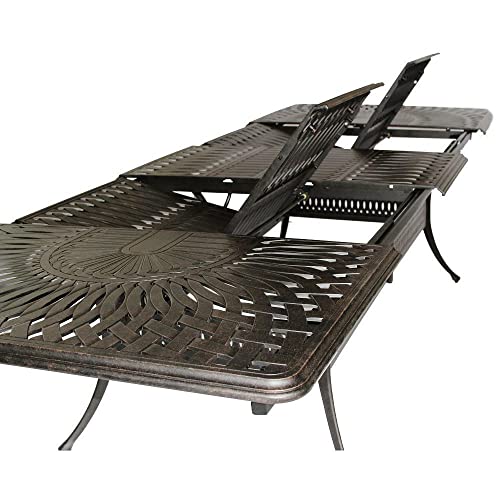 Patio Land 11-Piece Outdoor Dining Set with Extendable 132in Table Walnut