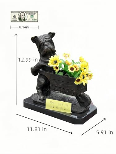 FENGSHUI-CAISHEN Pure Copper Dog Statue Gray