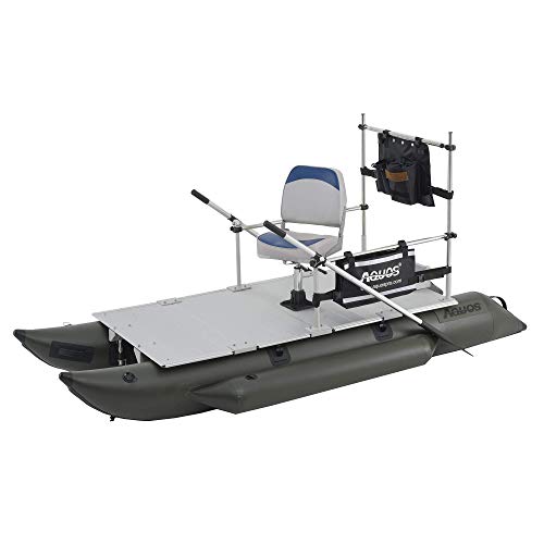 AQUOS Heavy-Duty Inflatable Pontoon Boat 10.2 ft Green