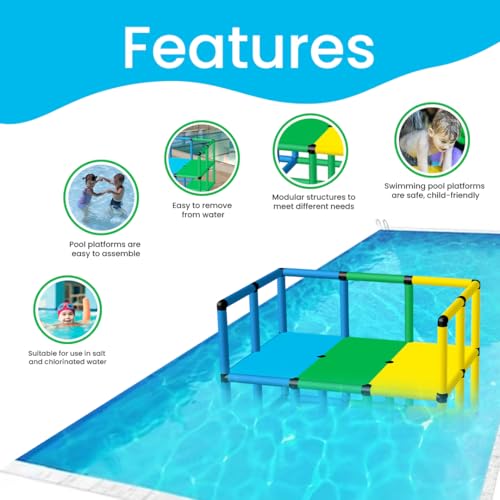 Funphix Kids Swimming Pool Platform Playset - Multi-Level Toddler Swim Platform