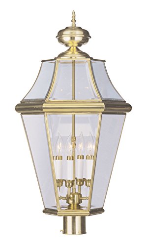 Livex Georgetown 4-Light Outdoor Post Head Polished Brass