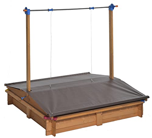 Tierra Garden Large Children's Wooden Sandbox with Retractable Roof