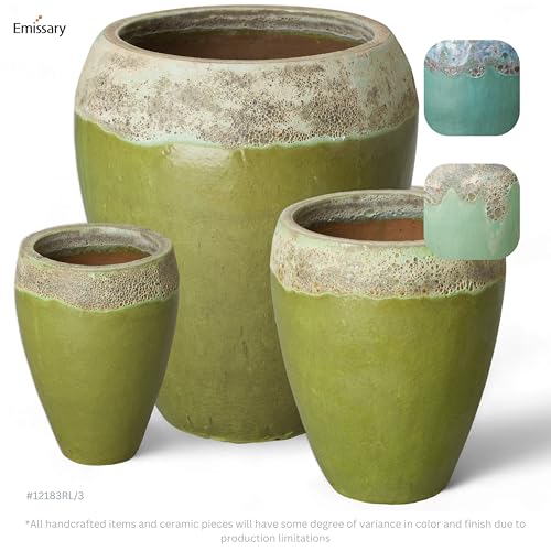 Emissary 22in Round Stoneware Planter Reef/Lime