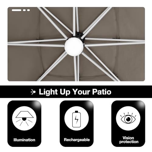 EliteShade Atlas 3-Tier 10x10FT Aluminum Crank Open Cantilever Patio Umbrella Sunflower Yellow