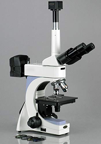 AmScope ME400TB Trinocular Metallurgical Microscope 40X-800X Blue