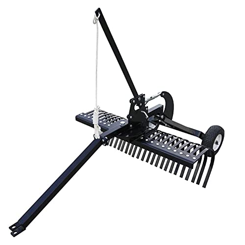 Yard Tuff Landscape Lawn Rake Attachment with Heat Treated Tines for UTVs, ATVs & Utility Tractors Black