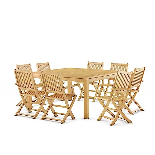 Amazonia Teak Dubai 9-Piece Square Dining Set Light Brown