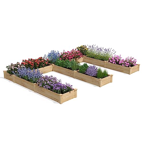 Greenes Fence Original Cedar Raised Garden Bed E-Shaped 10' x 14" Natural Cedar
