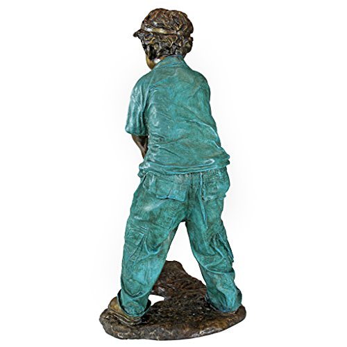 Design Toscano Gabe The Boy Golfer Cast Garden Statue Two Tone Bronze & Verdigris