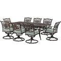 Hanover Renditions 9 Piece Outdoor Dining Set with Sunbrella® Fabric and Swivel Chairs Mist