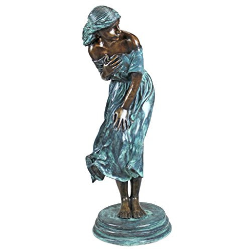Design Toscano The Windblown Maiden Cast Bronze Garden Statue Two Tone Bronze & Verdigris