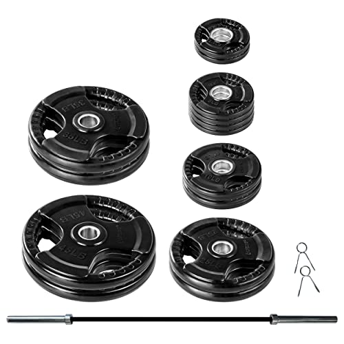Lifeline Olympic Weight Plate Set with Bar Black