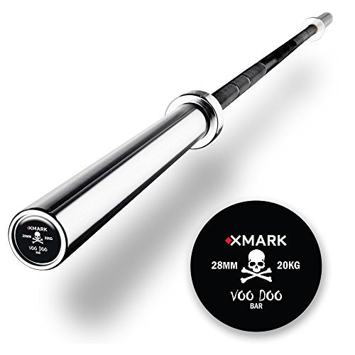 XMark Combo Offer 115 lb Set of BLACK DIAMOND Premium Quality Rubber Coated Olympic Weight Plates with 7 ft Deadlift VOODOO Commercial Olympic Bar 08) BAR and 115 lb Set