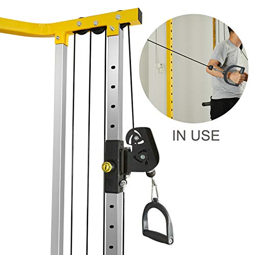 HulkFit Cable Crossover Weightlifting Pulley System Yellow