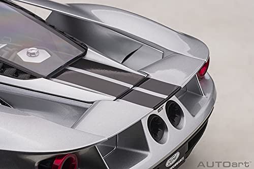 AUTOart 2017 Ford GT Ingot Silver Metallic Model Car 1/12 Black Stripes