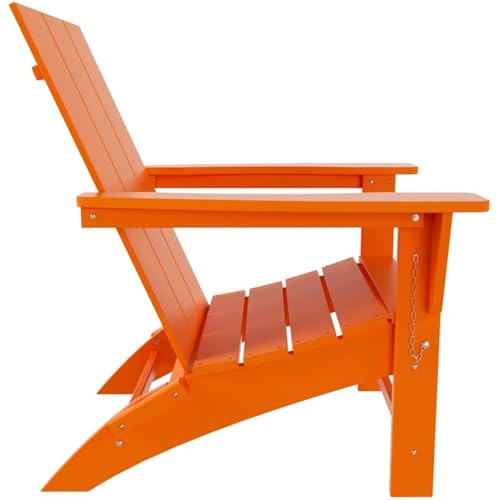 Costaelm Palms 12-Piece Modern Poly Folding Adirondack Chair Set with Ottoman and Side Table Orange