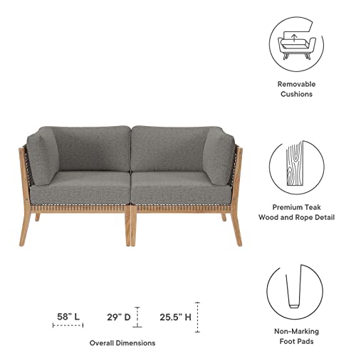 Modway Clearwater Loveseat Gray Graphite