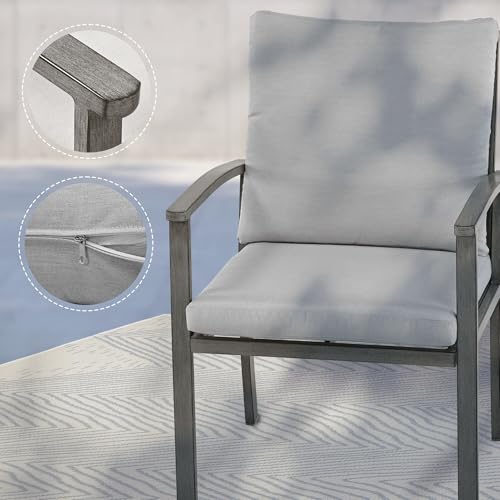 6-Piece Outdoor Patio Dining Chairs with Cushions Grey