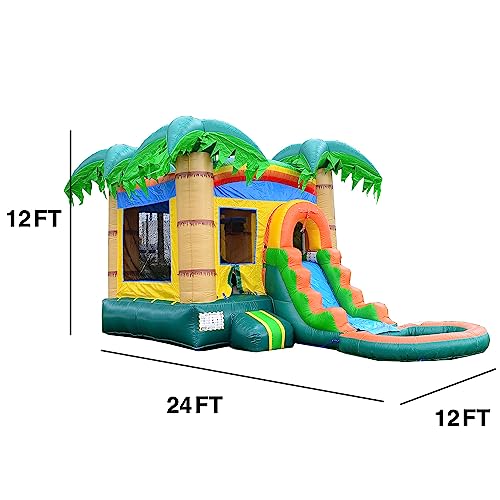 HERO KIDDO Tropical Breeze Bounce House Water Slide Green