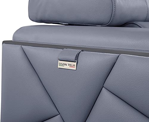 Blackjack Furniture Gianni Italian Leather Sofa with Adjustable Headrests Light Blue