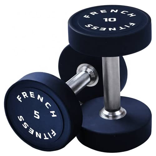 French Fitness Urethane Round Pro Style Dumbbell Set (5-60 lbs)
