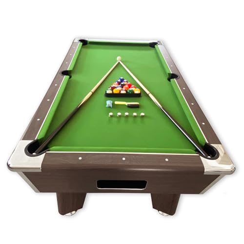 SIMBASHOPPING USA 7FT Coin Operated Pool Table Green - Competition Green, Brown