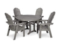 Polywood Vineyard Adirondack 5-Piece Nautical Trestle Dining Set Slate Grey