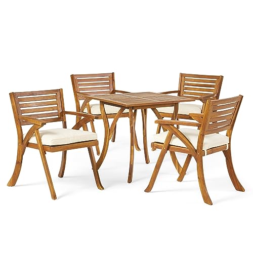 Christopher Knight Home Hermosa 5-Pc Acacia Wood Dining Set Teak Finish