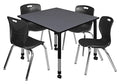 Regency Height Adjustable Mobile Classroom Table Set with 18" Andy Chairs Grey/Black