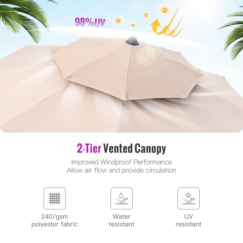 Astomi 10Ft Cantilever Patio Umbrella with Base Beige