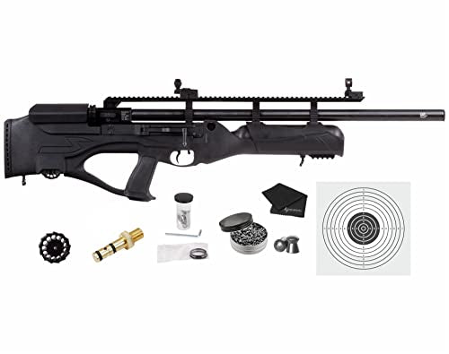 Wearable4U Hatsan HGHercBull-30 Hercules Bully .30 Caliber Air Rifle Bundle with Towel, 100 Pellets, 100 Targets Black