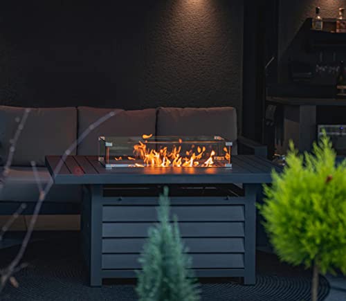 Wisteria Lane 4-Piece Aluminum Patio Furniture Set with 54-Inch Propane Fire Pit Table Dark Grey