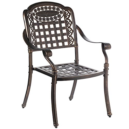 Gardenised Bronze Indoor and Outdoor Dining Set with 6 Chairs and 1 Table, Bistro Patio Cast Aluminum