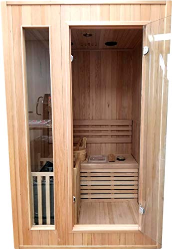 MCP Sauna Canadian Hemlock Wood Traditional Swedish Indoor Sauna Spa 48" 1-2 Person 6KW Heater