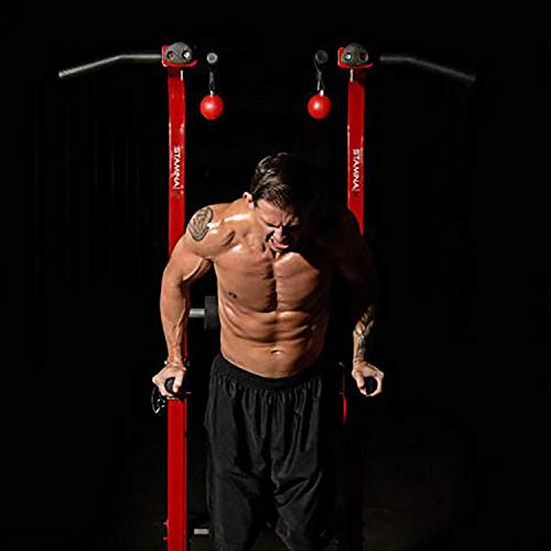 Stamina X Fortress Power Tower with Plyo Box - Dip Bar Pull Up Bar Station - Red