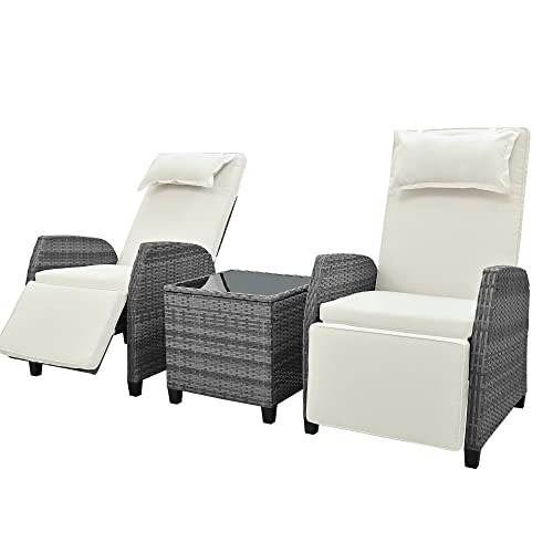 Miscoos 3-Piece Sofa Set with Coffee Table Outdoor Patio Furniture Off White