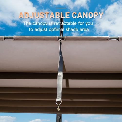 ANTSKU 11x16 FT Outdoor Pergola with Retractable Canopy Dark Grey