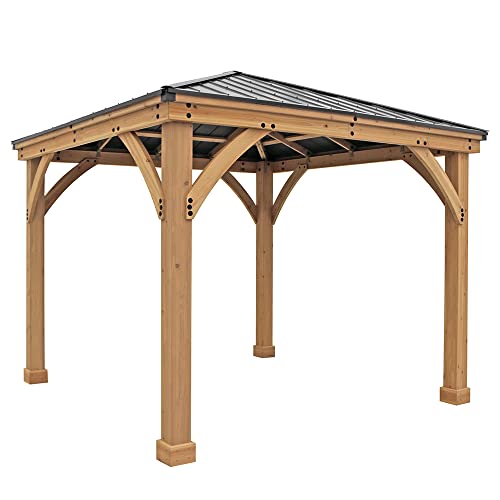 Yardistry 12x12 Meridian Cedar Wood Gazebo Pavilion Brown