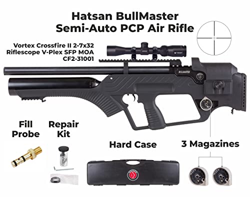 Wearable4U Hatsan BullMaster Semi-Auto .177 Cal PCP Air Rifle Bundle with Scope, Rings & Pellets